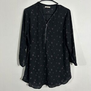 Maurices Black Blouse with Pink Chevron Print
